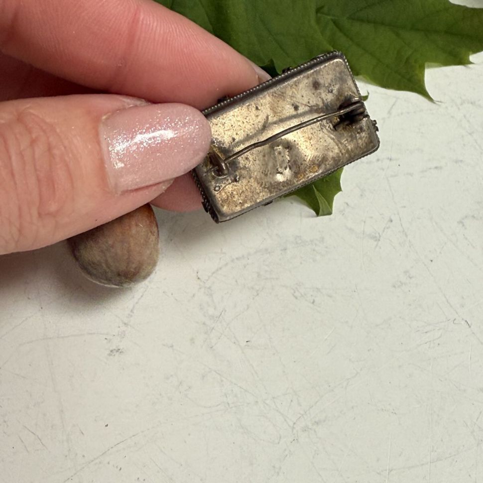 Брошь флорентийская микромозаика 3 см Италия