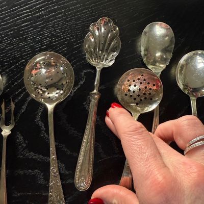 Ложка ситечко 16 см сталь серебрение