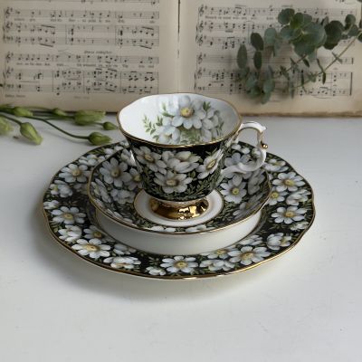 Чайное трио черный Royal Albert Provincial Flowers Mountain Avens 200 мл Англия