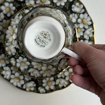 Чайное трио черный Royal Albert Provincial Flowers Mountain Avens 200 мл Англия