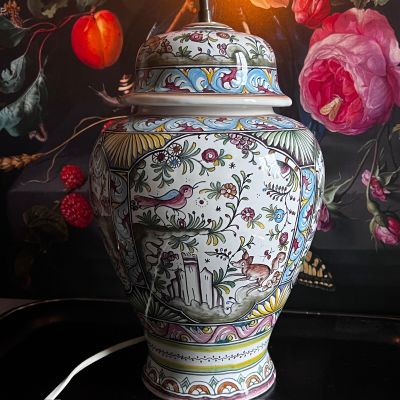 Лампа настольная 42 см керамика ручная роспись Франция 