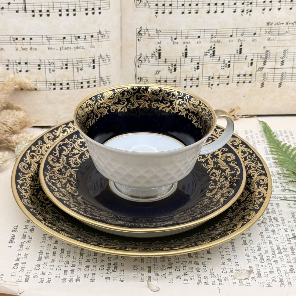 Чайное трио Reichenbach кобальт 220 мл фарфор Германия 