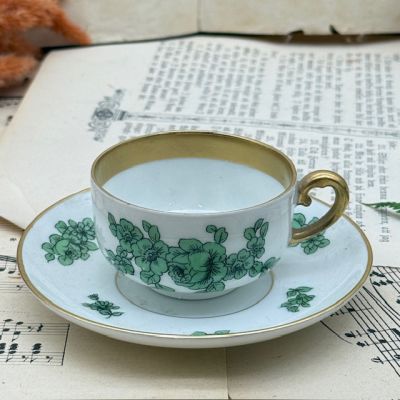 Кофейная пара KPM Green rose 75 мл Германия 