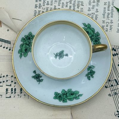 Кофейная пара KPM Green rose 75 мл Германия 