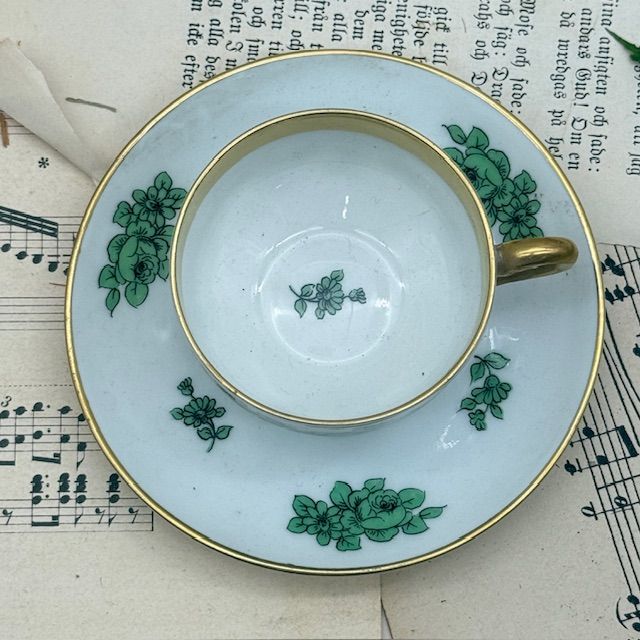 Кофейная пара KPM Green rose 75 мл Германия 