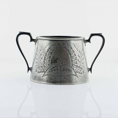 Сахарница большая с шехтельной гравировкой мельхиор