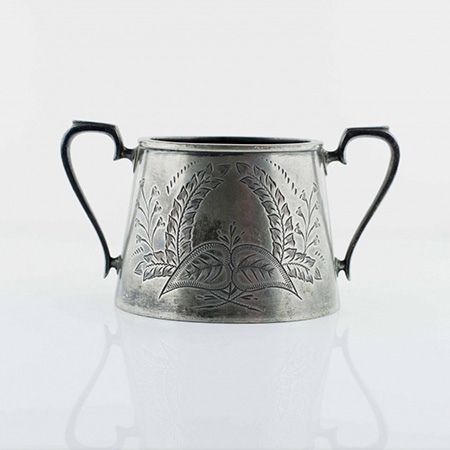 Сахарница большая с шехтельной гравировкой мельхиор