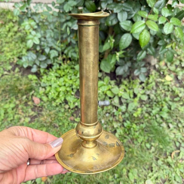 Подсвечник на блюде с подъемным механизмом 19 см латунь Франция уценка