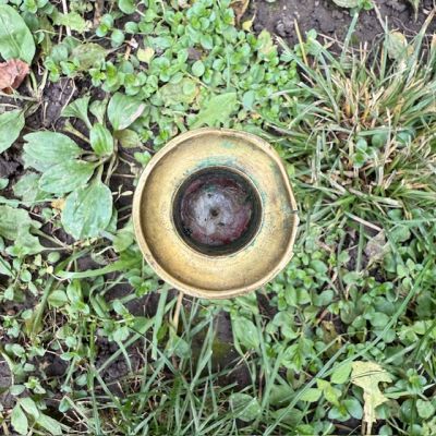 Подсвечник на блюде с подъемным механизмом 19 см латунь Франция уценка