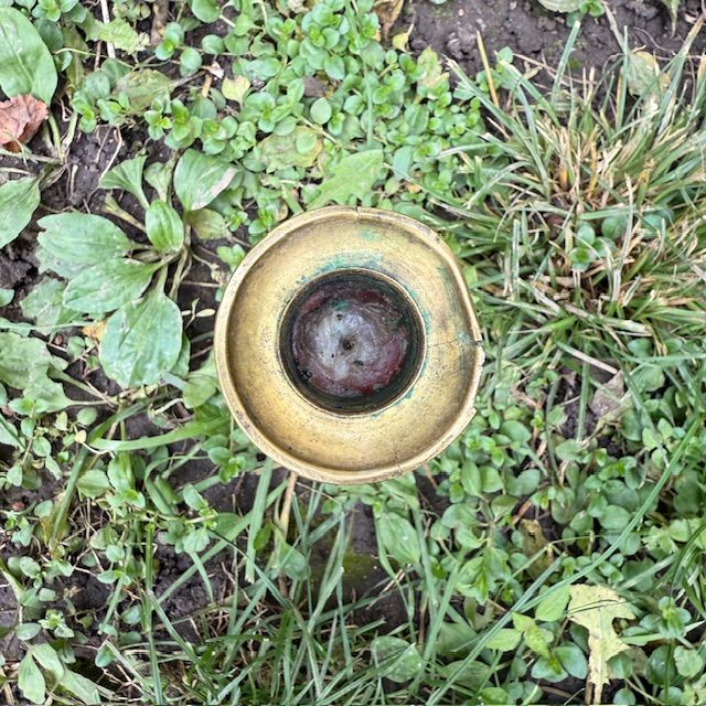 Подсвечник на блюде с подъемным механизмом 19 см латунь Франция уценка