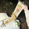 Вышивка сонетка на бронзовых держателях с часами 20х102 см