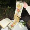 Вышивка сонетка на бронзовых держателях с часами 20х102 см