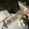 Вышивка сонетка на бронзовых держателях с часами 20х102 см