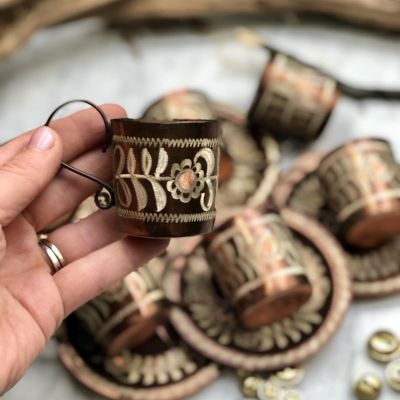 Кофейная пара Цветы медь