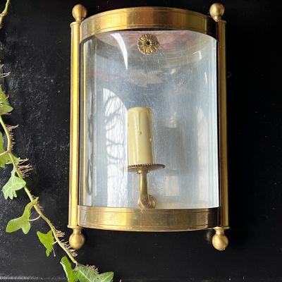 Бра на 1 лампу 27 см стекло латунь Франция