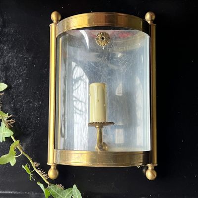 Бра на 1 лампу 27 см стекло латунь Франция