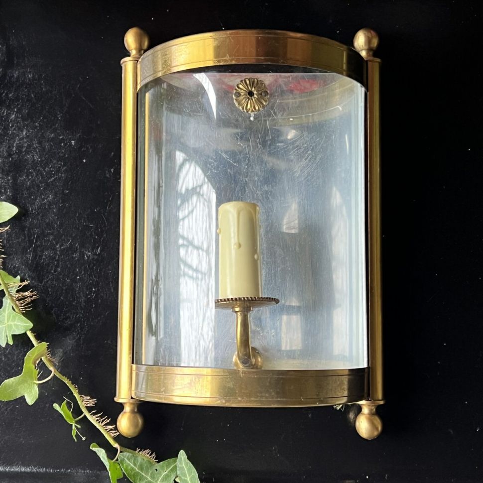 Бра на 1 лампу 27 см стекло латунь Франция