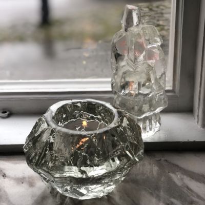 Подсвечник Pukeberg глыба льда 12 см хрусталь Швеция