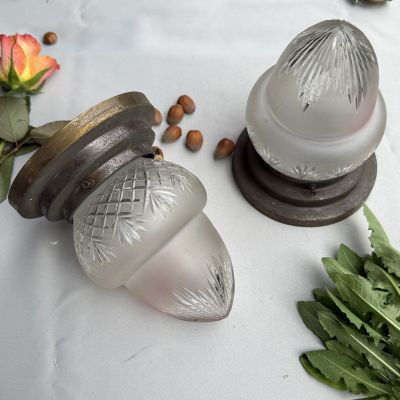 Лампа потолочная Желудь 17 см хрусталь медь 40-е гг.