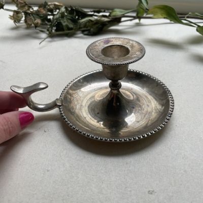 Подсвечник с держателем 6 см мельхиор