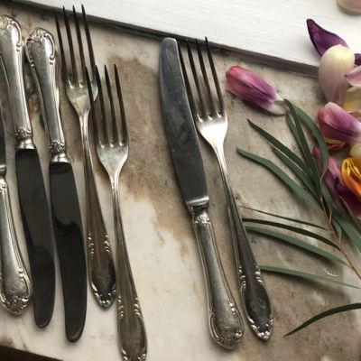 Набор столовых приборов 12 штук серебрение 90 сталь