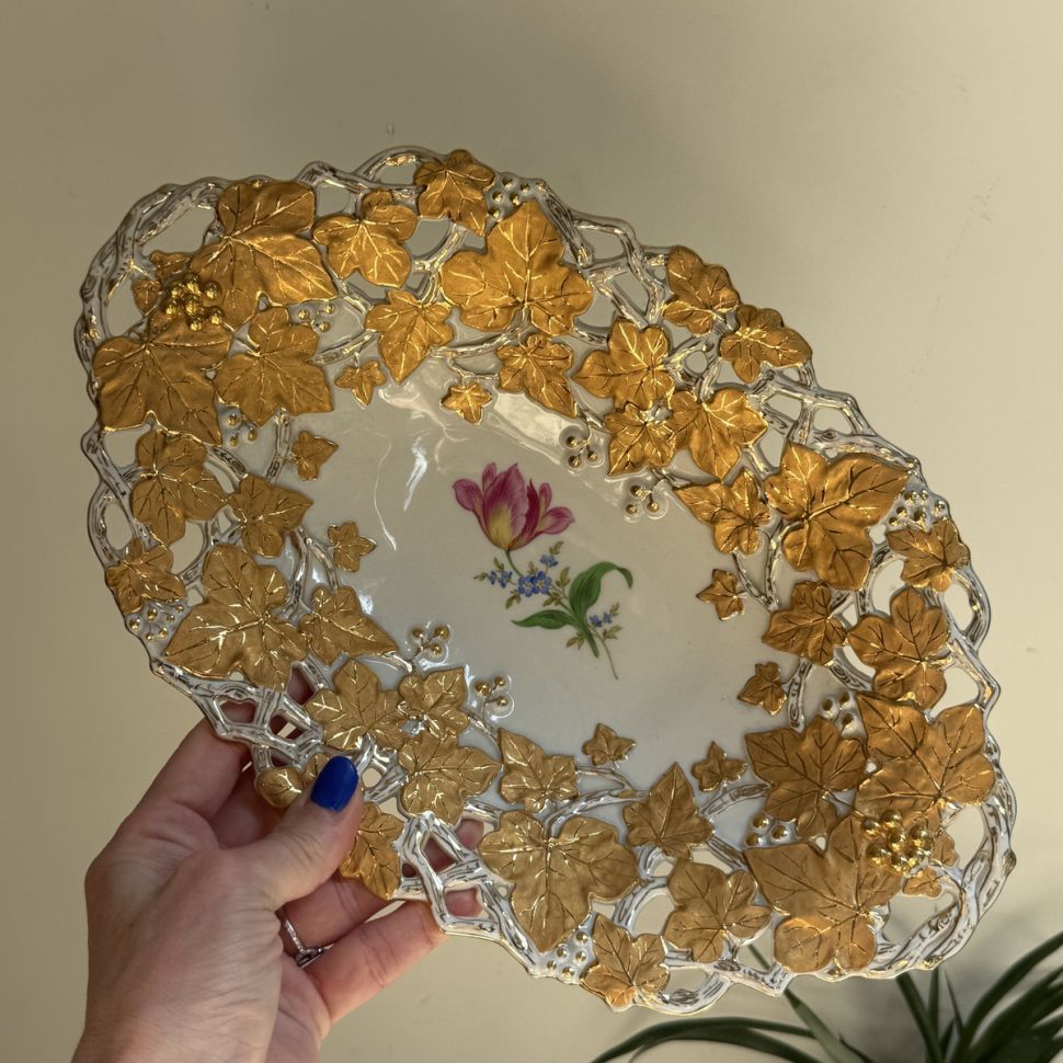 Блюдо Meissen 32 см Мейсенский букет 1985 г Германия