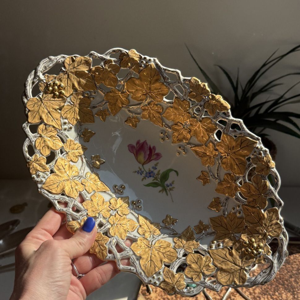 Блюдо Meissen 32 см Мейсенский букет 1985 г Германия