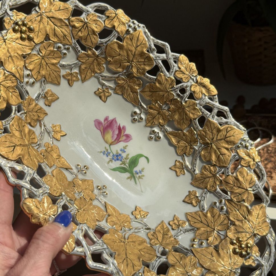 Блюдо Meissen 32 см Мейсенский букет 1985 г Германия