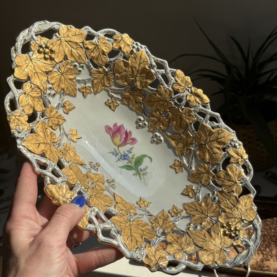 Блюдо Meissen 32 см Мейсенский букет 1985 г Германия