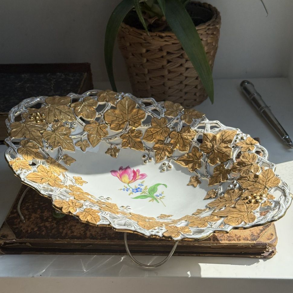 Блюдо Meissen 32 см Мейсенский букет 1985 г Германия