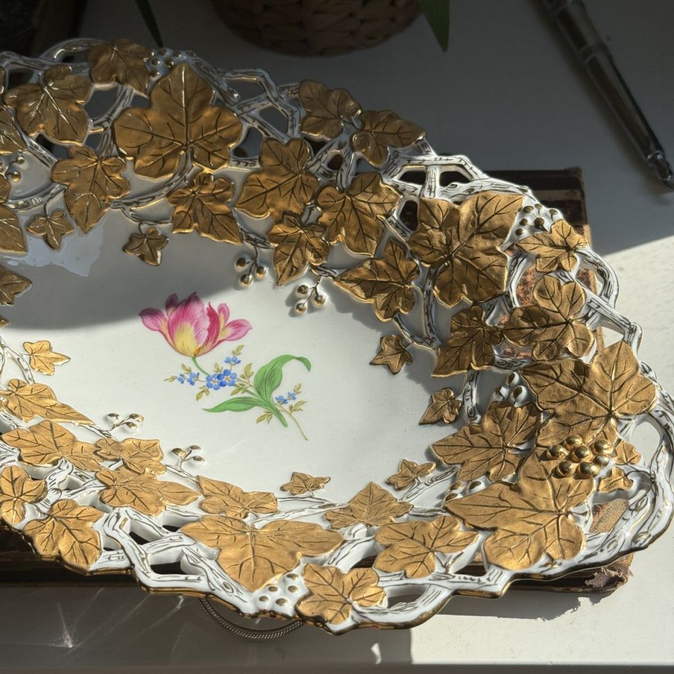 Блюдо Meissen 32 см Мейсенский букет 1985 г Германия