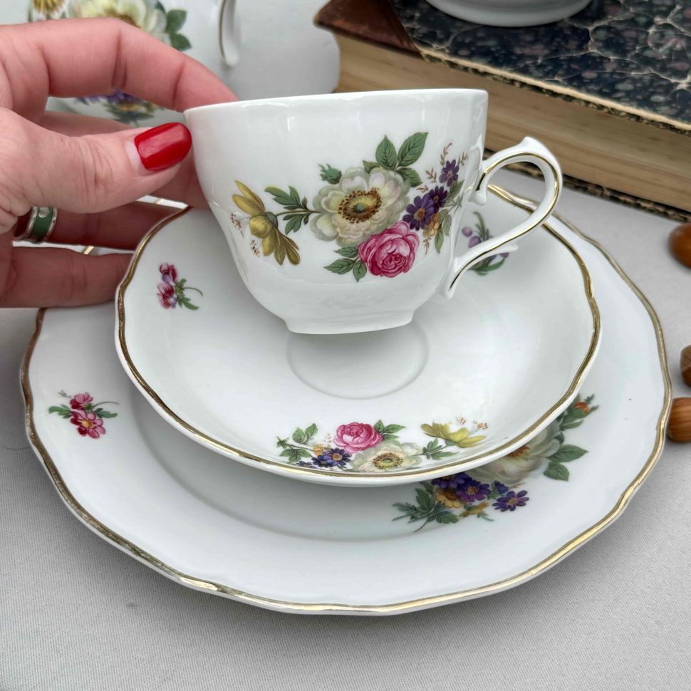 Чайная пара Tirschenreuth Мейсенский букет 200 мл Бавария