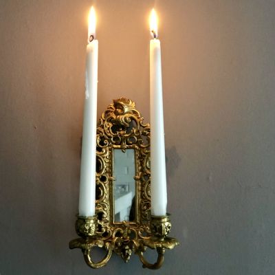 Подсвечник с зеркалом Ангел латунь