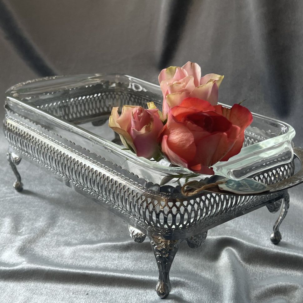 Форма для духовки и подачи 32 см стекло хром Франция