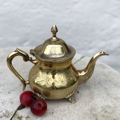 Чайник заварочный с гравировкой на ножках, серебрение по латуни