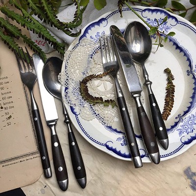 Вытянутая вилка и нож ложка округлая 3в1 Viking