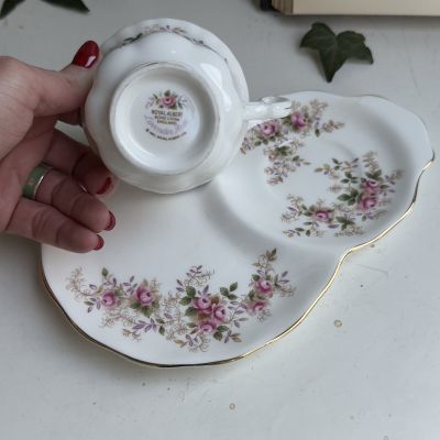 Чайная пара с овальным блюдом Royal Albert Lavender Rose 200 мл Англия