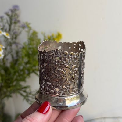 Подставка стакан для приборов Scheilevis Dussen 7 см мельхиор серебрение Голландия