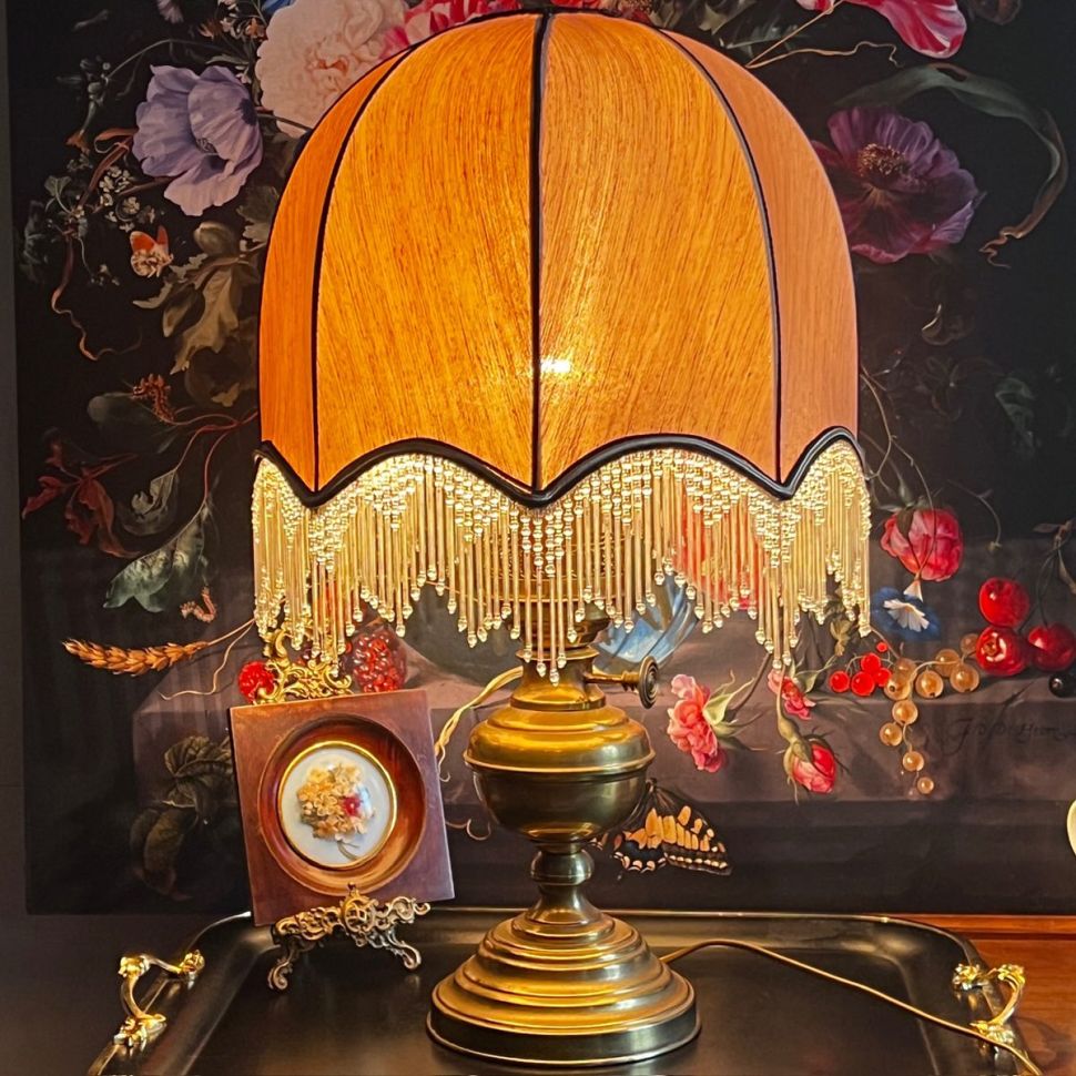 Лампа настольная с абажуром 62 см латунь Франция 