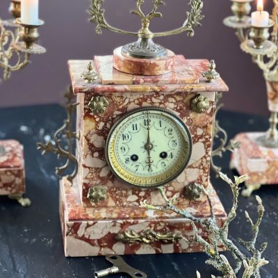 Часы каминные мрамор латунь 19 век