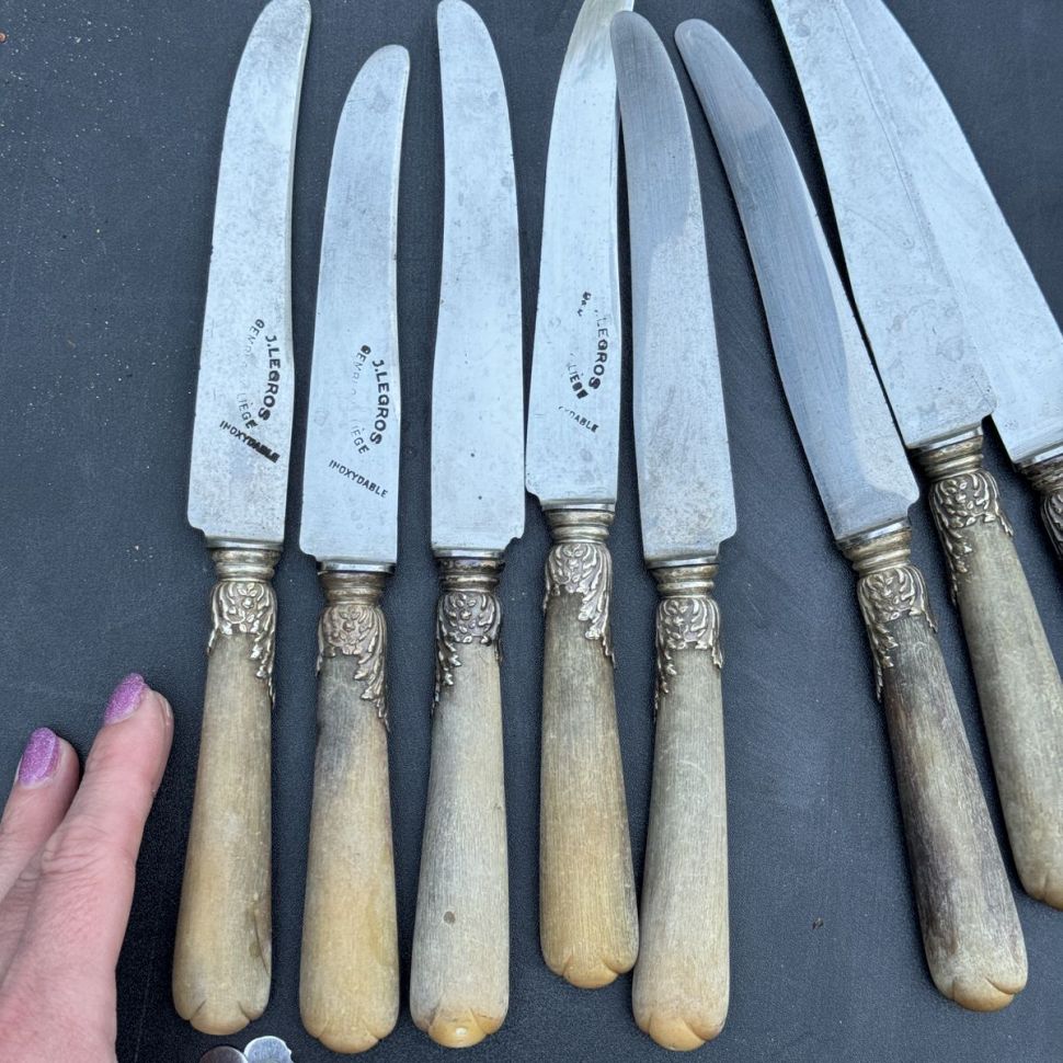 Нож столовый J.legros 25 см сталь кость серебро