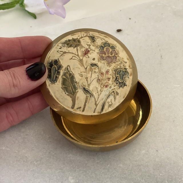 Шкатулка круглая латунь и эмаль