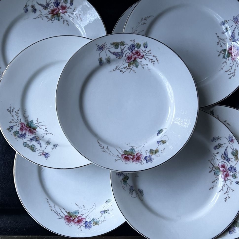 Тарелка Aux Lions de faience 21 см Цветы Арнуво конец 19 в Франция