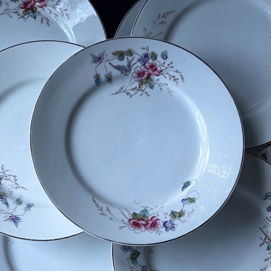 Тарелка Aux Lions de faience 21 см Цветы Арнуво конец 19 в Франция