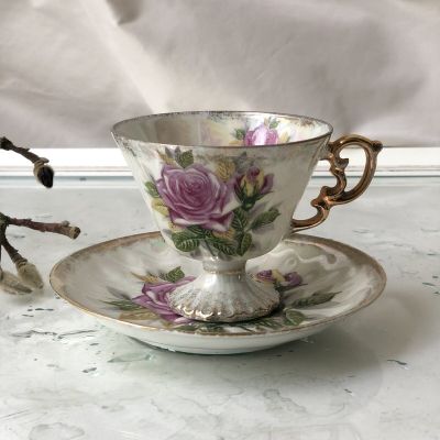 Кофейная пара 150мл роза перламутр