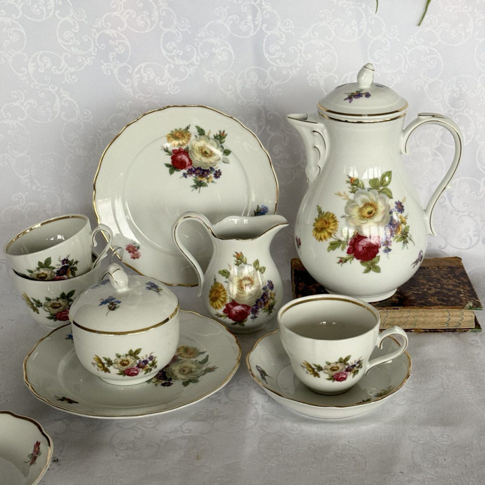 Тарелка Tirschenreuth Мейсенский букет 20 см Бавария 