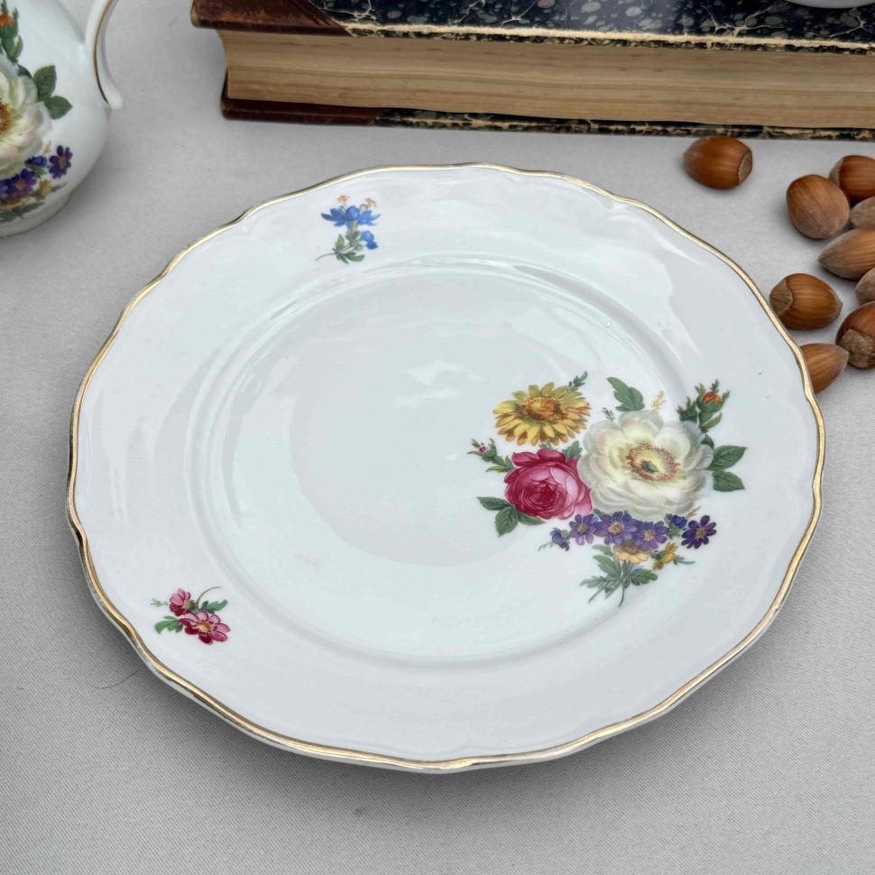 Тарелка Tirschenreuth Мейсенский букет 20 см Бавария 