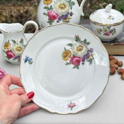 Тарелка Tirschenreuth Мейсенский букет 20 см Бавария 