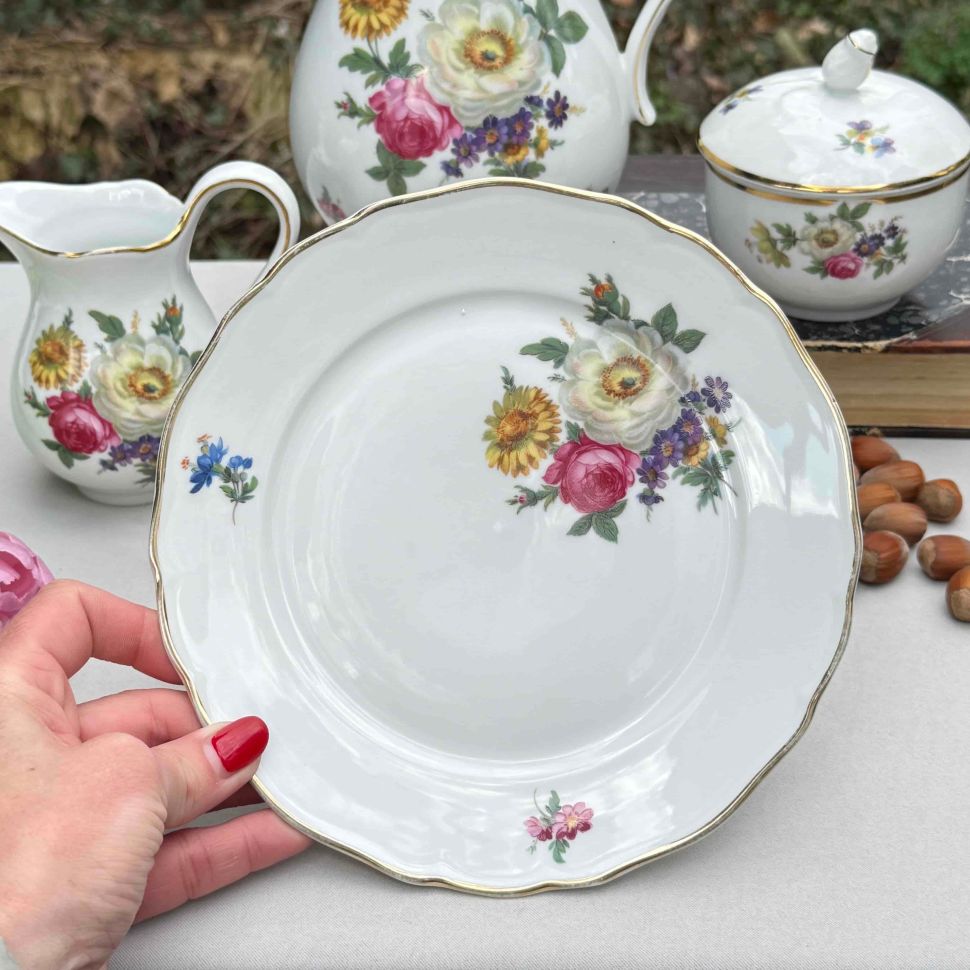 Тарелка Tirschenreuth Мейсенский букет 20 см Бавария