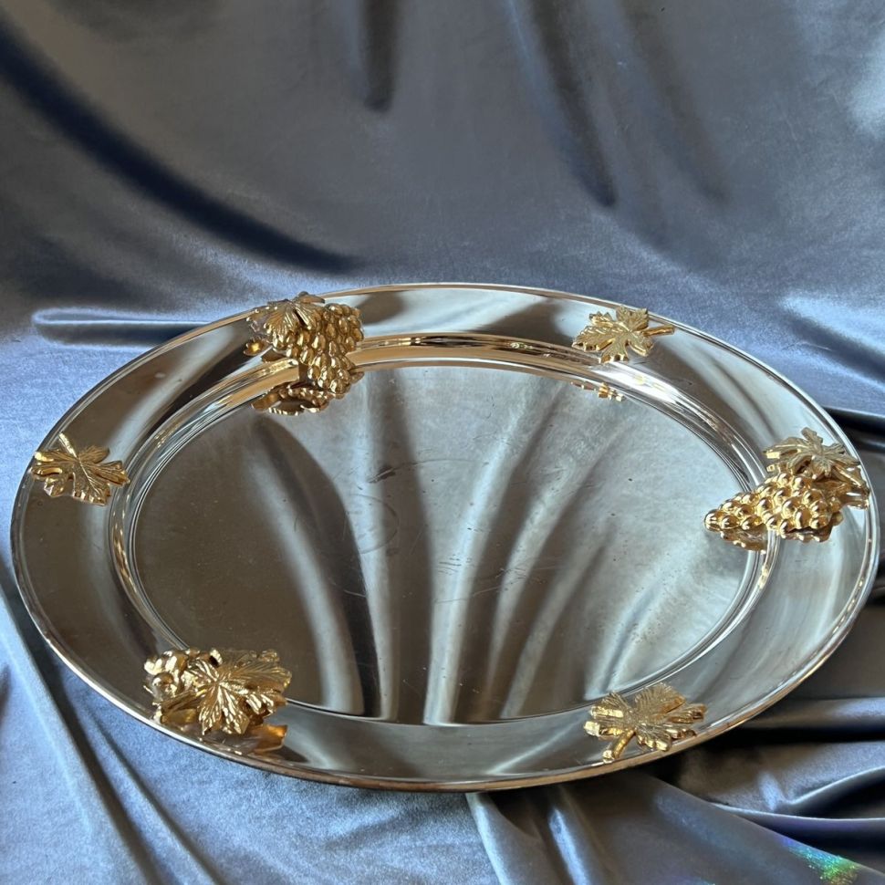 Поднос Виноград 45 см мельхиор Франция